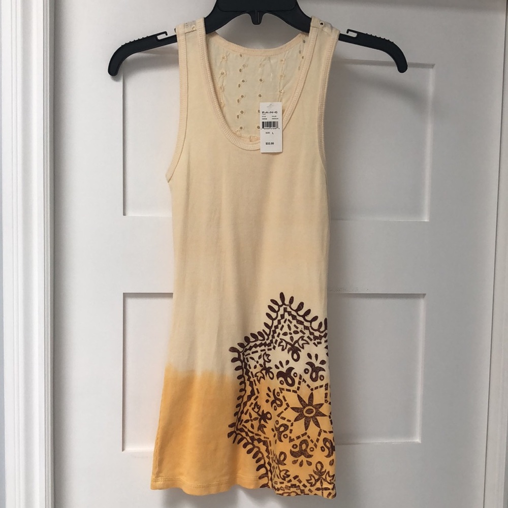 FANG vintage/new with tags! knit tank top w/screen & dip dyed! Medium